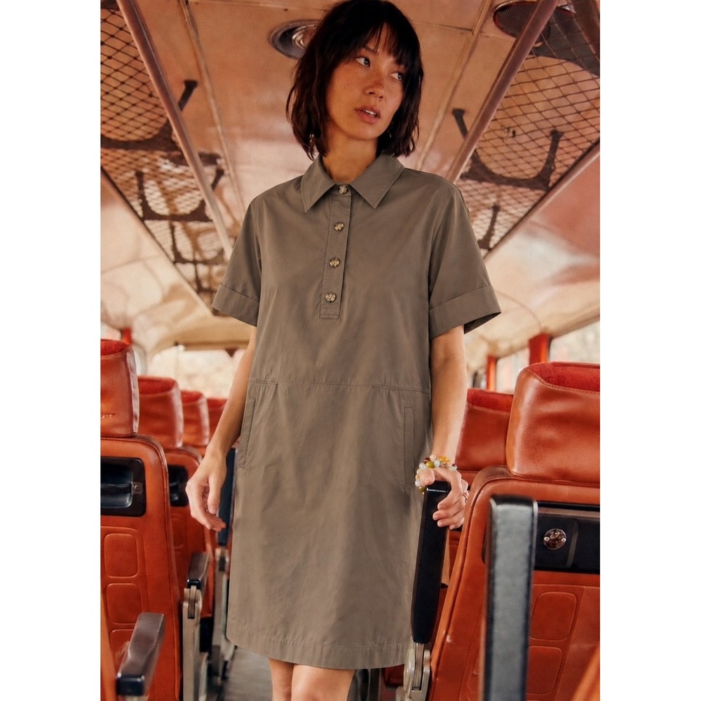 Lafayette 148 Brown Cotton Blend Shirt Dress 1X Quiet Luxury Retail $995
